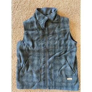 Powder River Outfitters Black/Gray Plaid Wool Blend Western Vest Mens Large